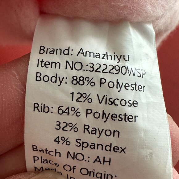 Amazhiyu Pink Cropped Sweatshirt Exposed Seams Sz M - Picture 5 of 6